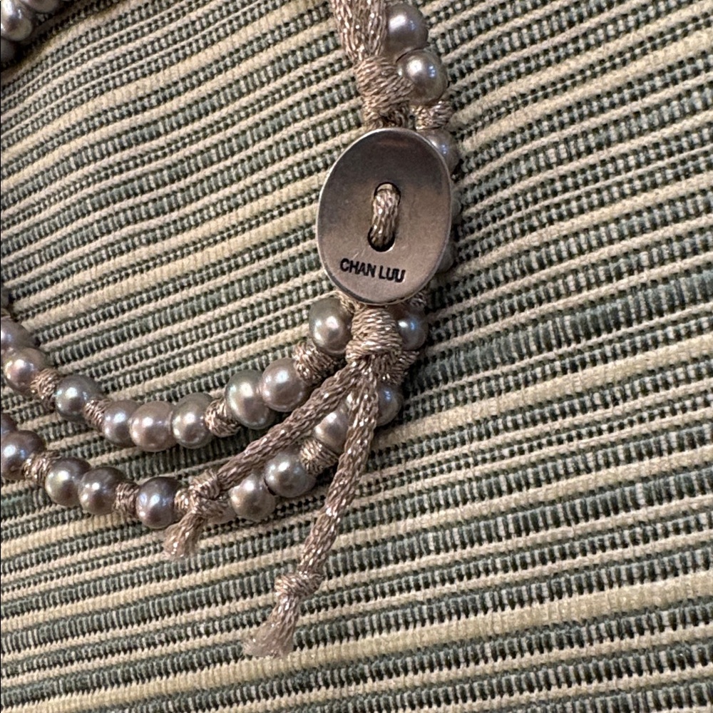 Chan Luu soft grey pearl metallic cord naked wrap adjustable bracelet - Picture 6 of 13